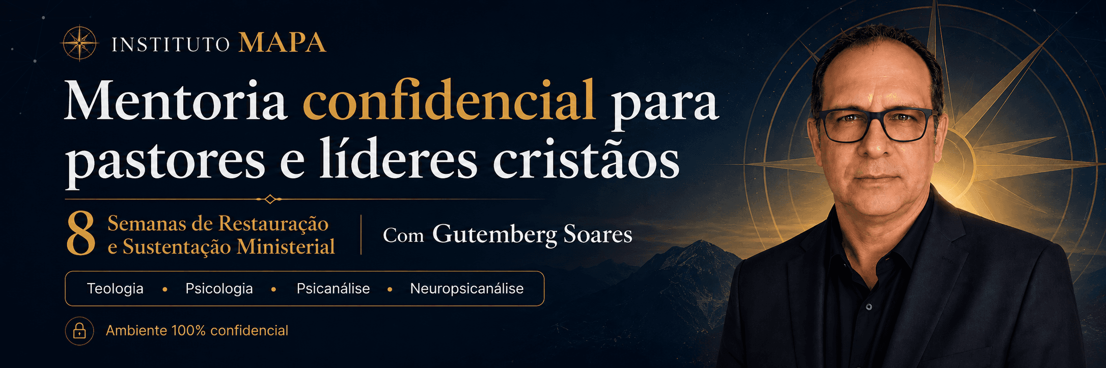 Banner de Mentoria confidencial para pastores e líderes cristãos